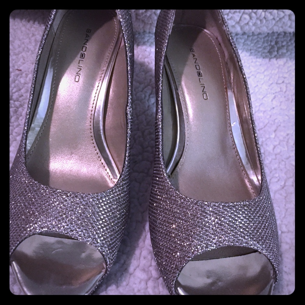 Bandolino Sparkling Rose Gold Open-Toe Heels